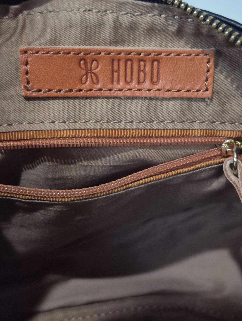 HOBO Black Crescent Leather Crossbody with Gold Hardware